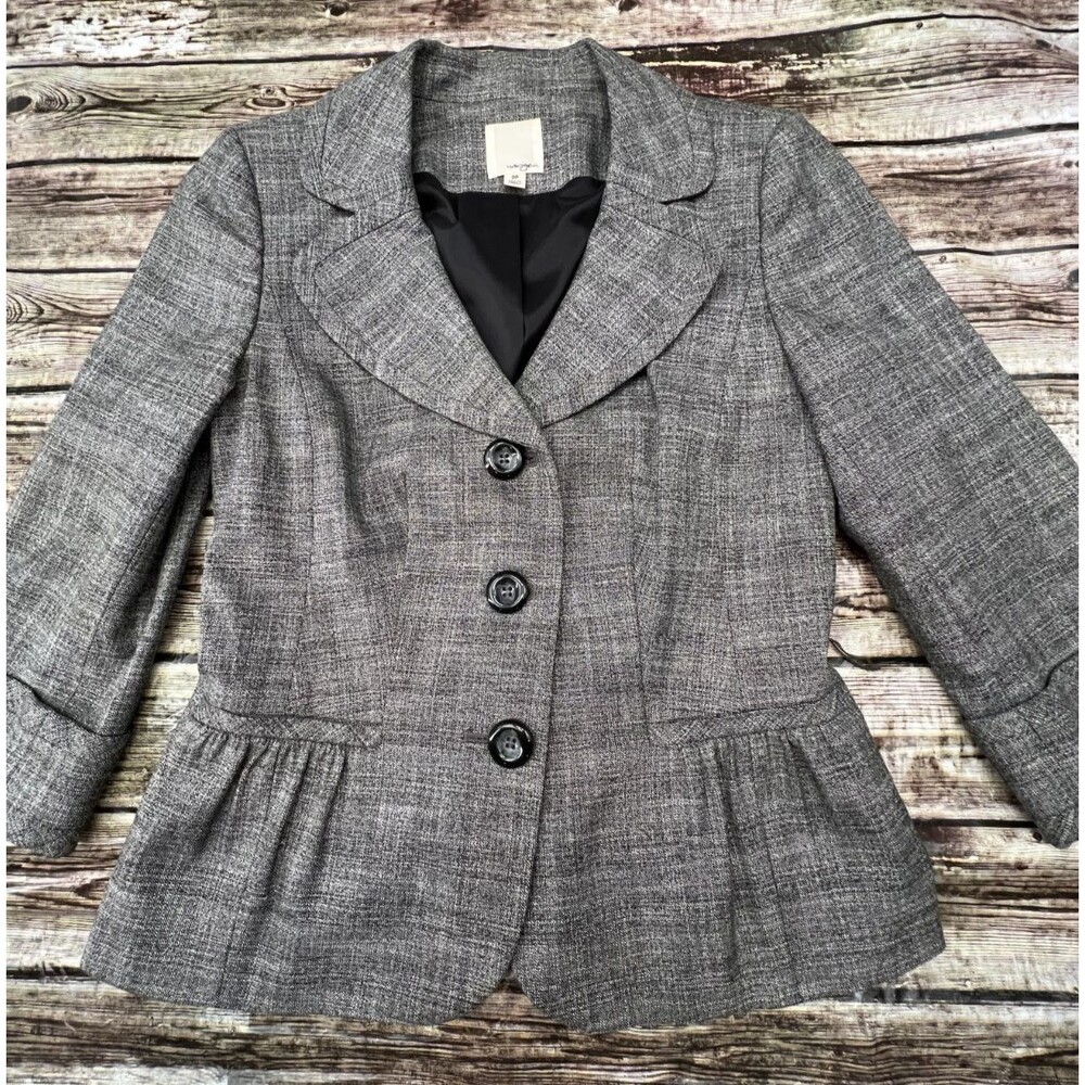 Halogen Gray Blazer Women Size 0 Petite Suit Jacket Business Three-Button
